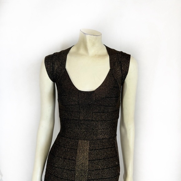 French Connection Shimmer Stretch Bandage Bodycon Party Mini Dress Size 4 - Picture 4 of 8